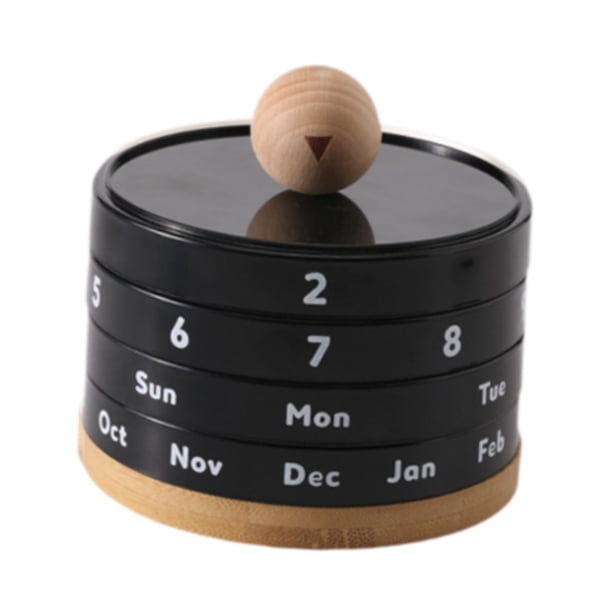 Accesorios de escritorio para calendario, reutilizables, creativos, de arte, calendarios de escritorio giratorios para estanterías, escuelas, hogares negro