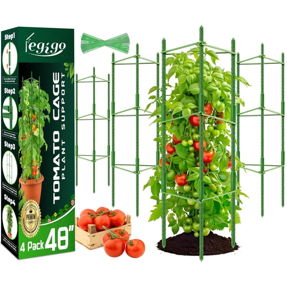 Tutor para tomates Legigo de 1,6 m, paquete de 4, estacas de soporte para plantas