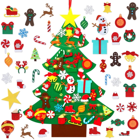 Set de Árbol de Navidad de Fieltro Garma DIY con 41 Adornos para Niños