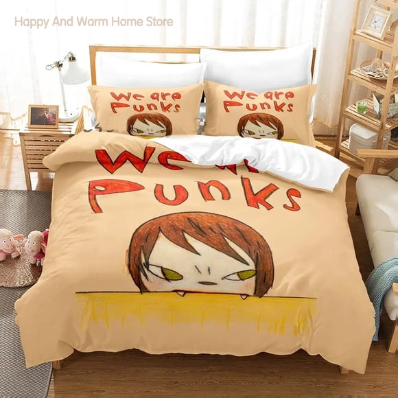 x2432 Bed SheetsYoshitomo Nara We Are Punks Bedding Set Twin Full Size Bed Set Aldult Boy Bedroom Duvetcover Sets Anime Bed 3-Piece Bedding Set (1 Duvet Cover + 2 Pillow Shams) nj2432