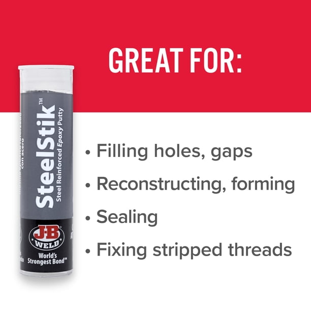 Masilla epoxídica J-B Weld SteelStik reforzada con acero, 60 ml