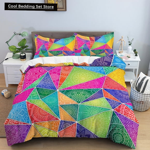 Bohemian Mandala Duvet Cover Retro Ethnic Flower Bedding Set for Adult Women Boho Floral Polyester Quilt Cover Bed Sheets
