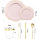 thumbnail image 2 of Platos desechables rosas bUCLA, 180 piezas, 10.25 in, borde dorado, 2 of 3
