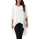 thumbnail image 1 of INSPIRE CHIC Blusa de Chifón para Mujer con Mangas Divididas 3/4 y Dobladillo Asimétrico, Túnica Blanca Talla S, 1 of 5