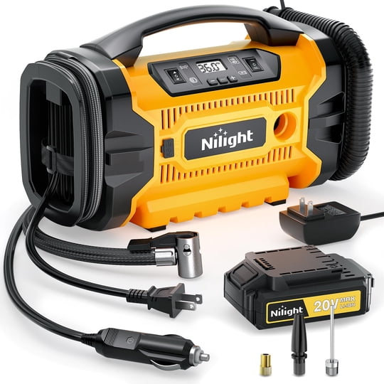 Inflador De Neumáticos Con Compresor De Aire Portátil Nilight 160 Psi 22 L/min