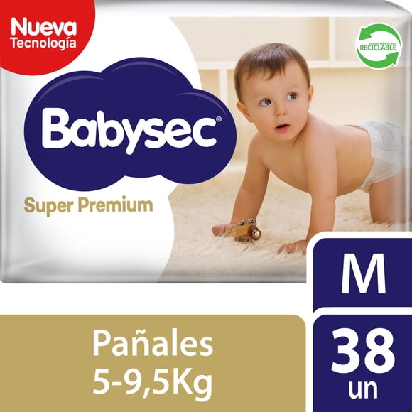 Pañales Babysec Bebé Súper Premium M, 38 Un
