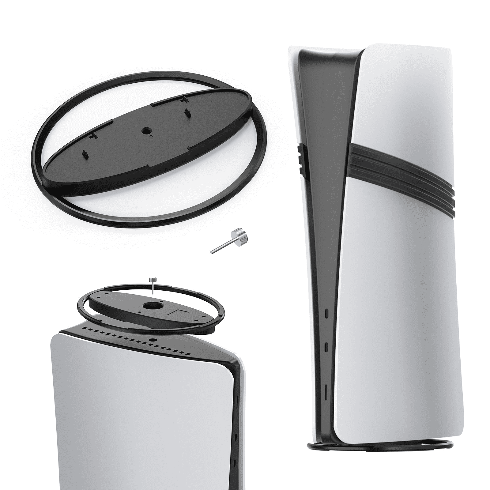 Genérico - Soporte Metálico Vertical Con Base Antideslizante Compatible Con La Consola Playstation 5 Slim/pro - Soporte Portátil Para Consola De Juegos Ps5 Host-negro