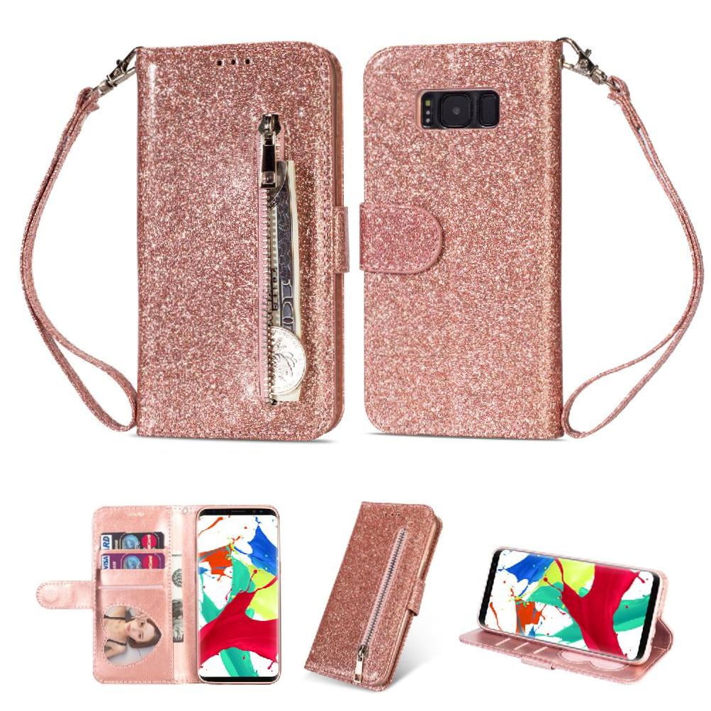 Funda Para Foxdock Elegante Funda Samsung Galaxy S8 Glitter Con Cremallera-ideal Para El Uso Diario