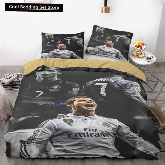 x1851 Bed SheetsFootball Themed Bedding Set Made of Microfiber Material, Football Stars -Piece Duvet Cover Set with Pillowcases for Ultimate 3-Piece Bedding Set (1 Duvet Cover + 2 Pillow Shams) nj1851
