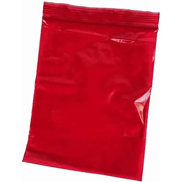 Bolsas de plástico para manualidades, 6 x 9 cm, color rojo, resellables, 100 unidades