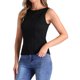 thumbnail image 4 of INSPIRE CHIC Top de Tanque Básico sin Mangas con Cuello de Barco de Punto Texturizado para Mujer S Negro, 4 of 6