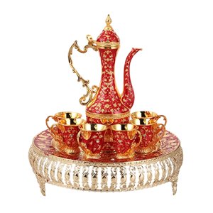 Bothyi - Juego De Cafetera Turca Vintage De Lujo Para Servir Té, Regalo De Boda, Rojo