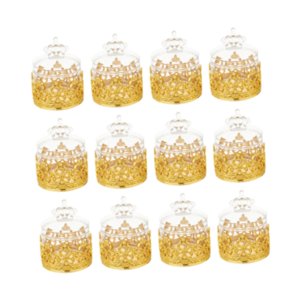 Bothyi - 12 Cajas De Almacenamiento De Dulces Con Soporte Para Centro De Mesa, San Valentín, Cumpleaños, Corona Dorada