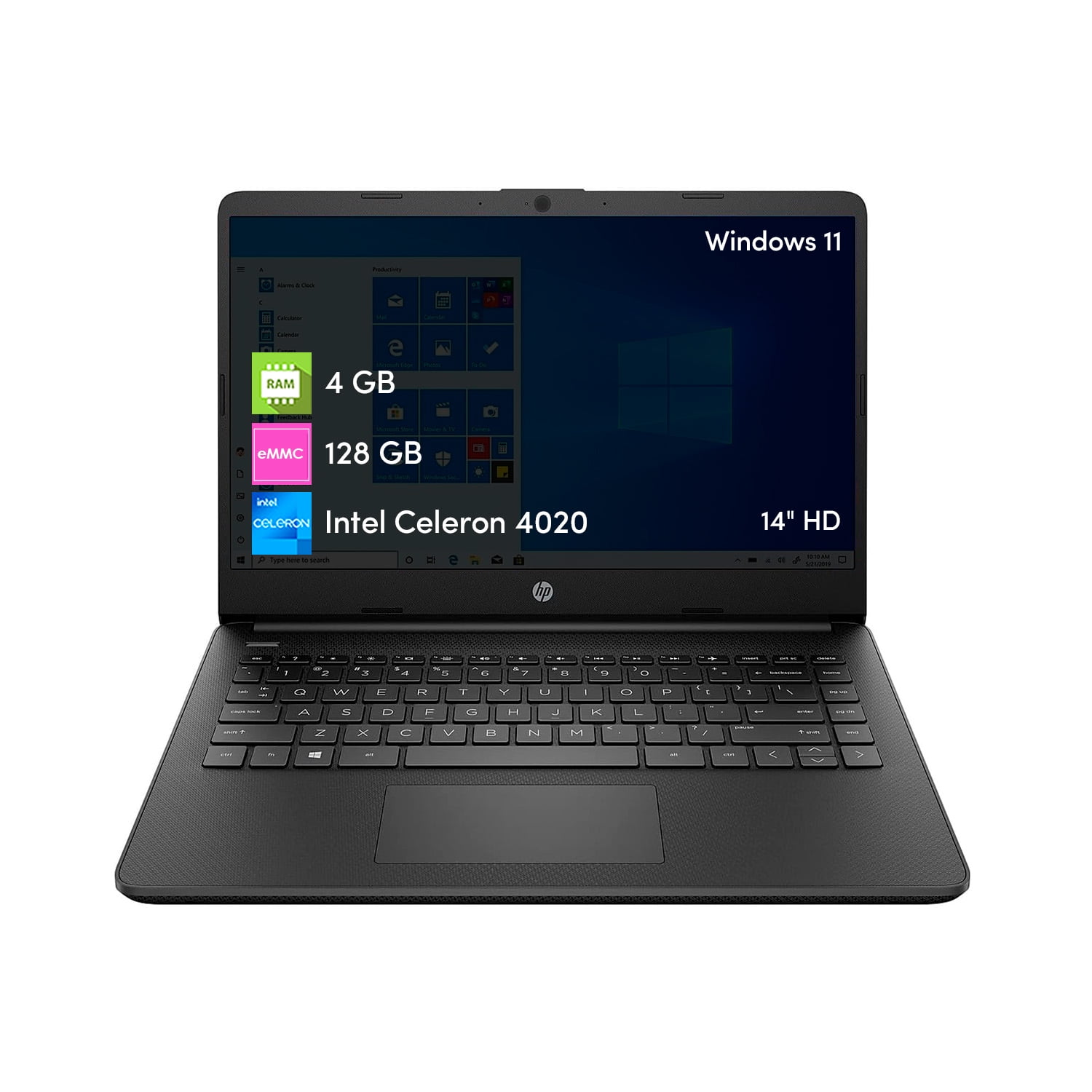 Notebook Hp Celeron 4Gb 128Gb 14"" Hd Win11 Jet Black