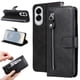 thumbnail image 1 of Funda tipo cartera para Samsung Galaxy S25 Edge con bolsillo con cremallera y ranuras para tarjetas – Función de soporte Negro, 1 of 5