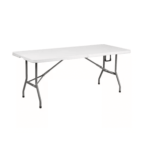 Mesa plegable camping 180x75 cm portátil color blanco