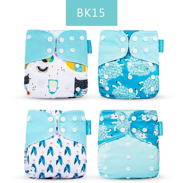 Happyflute 4pcs/set Washable Eco-friendly Baby Cloth Diaper,Ecological Adjustable Nappy Reusable Diaper Fit 0-2 Year 3-15kg/6.6lb-33.1lb