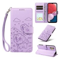 Funda Billetera Foxdock Compatible Con Samsung Galaxy A04S, Diseño Perrito Tierno, Ranuras Para Tarjetas Y Soporte Plegable