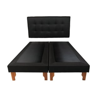Muebles New - Base Con Respaldo Super King Negro Lino