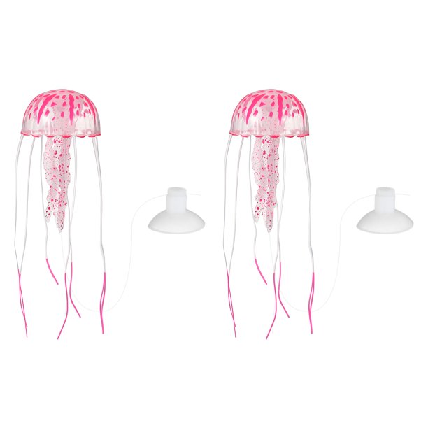Decoración de Acuario Uxcell Medusa, Decoraciones para Peceras Medusa Falsa Brillante de Silicona, (Rojo, S, 2 Piezas), Destinado para Decoración de Tanques