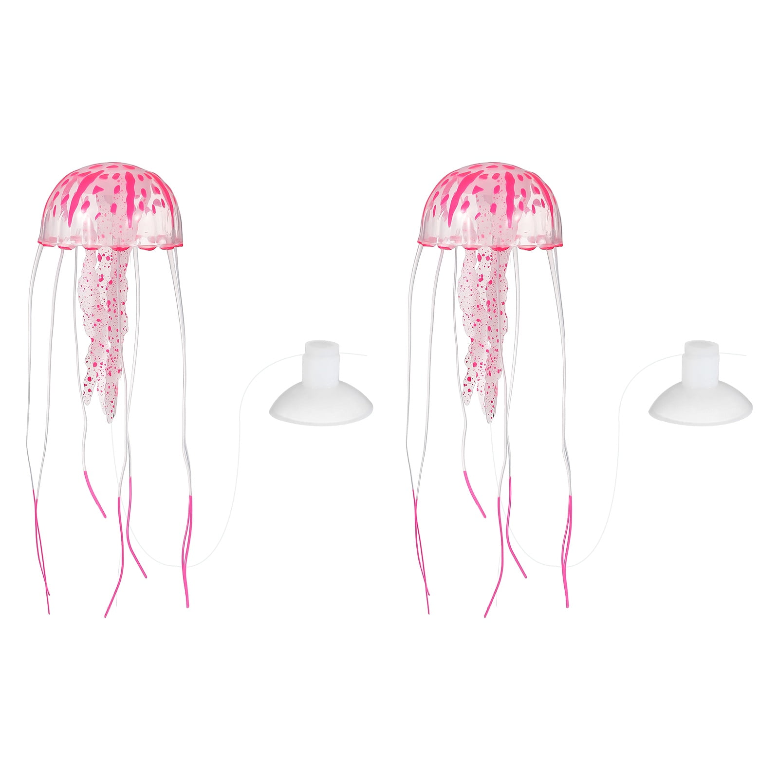 Decoración de Acuario Uxcell Medusa, Decoraciones para Peceras Medusa Falsa Brillante de Silicona, (Rojo, S, 2 Piezas), Destinado para Decoración de Tanques