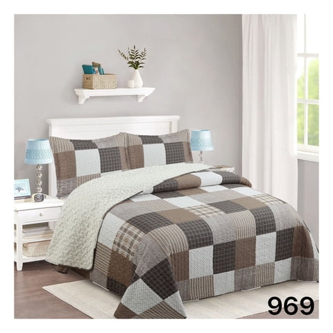 Genérico - Cubrecama Sherpa 1.5 Plazas - Café Cuadrille M969