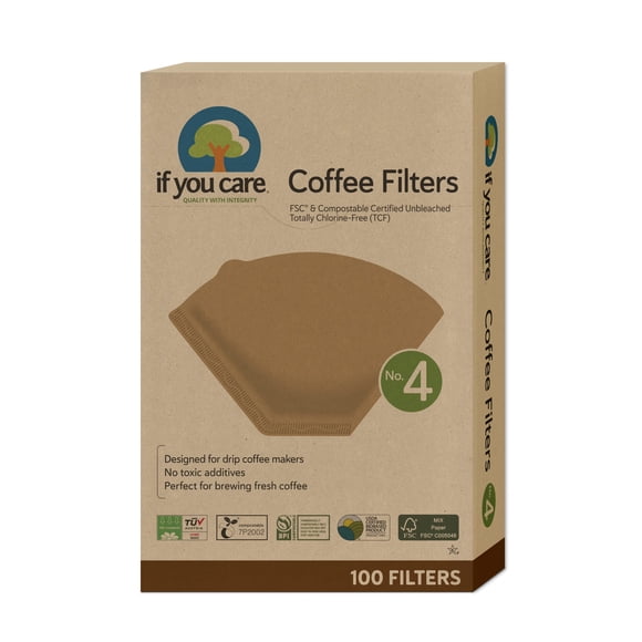 Filtros de café If You Care #4 en forma de cono, 100 unidades