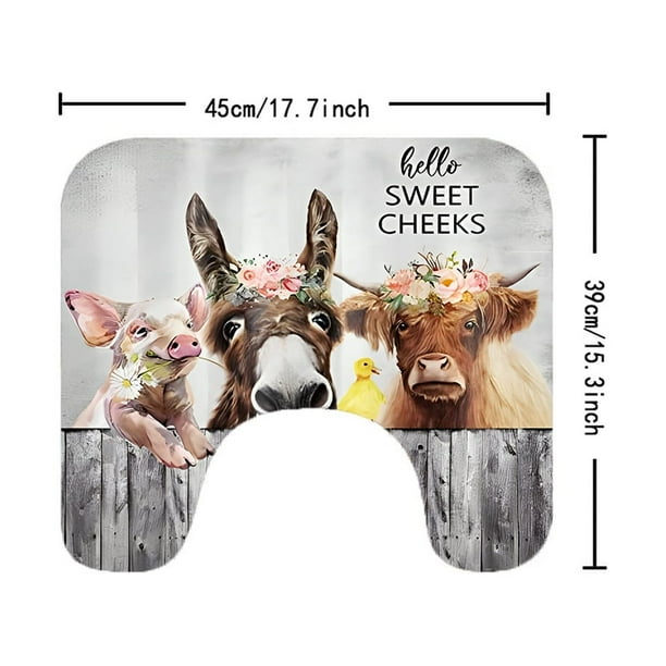 1pc Farmhouse Animal Pattern Shower Curtain, Waterproof Shower Curtain With 12 Hooks, Non-Slip Bathroom Rug, Toilet U-Shape Mat, Toilet Lid Cover Pad, Bathroom Decor