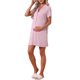 thumbnail image 4 of INSPIRE CHIC Camisones de Mujer con Botones, Camiseta de Dormir de Manga Corta, Camisón con Bolsillos, Talla S, Rosa, 4 of 6