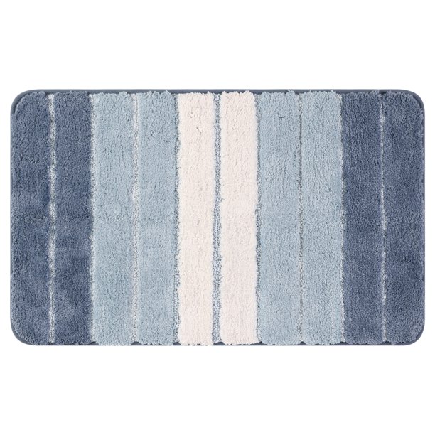 Alfombra de baño antideslizante REGALWOVEN para baño, alfombra de baño suave y absorbente de agua con respaldo de goma, azul 20" x 32"