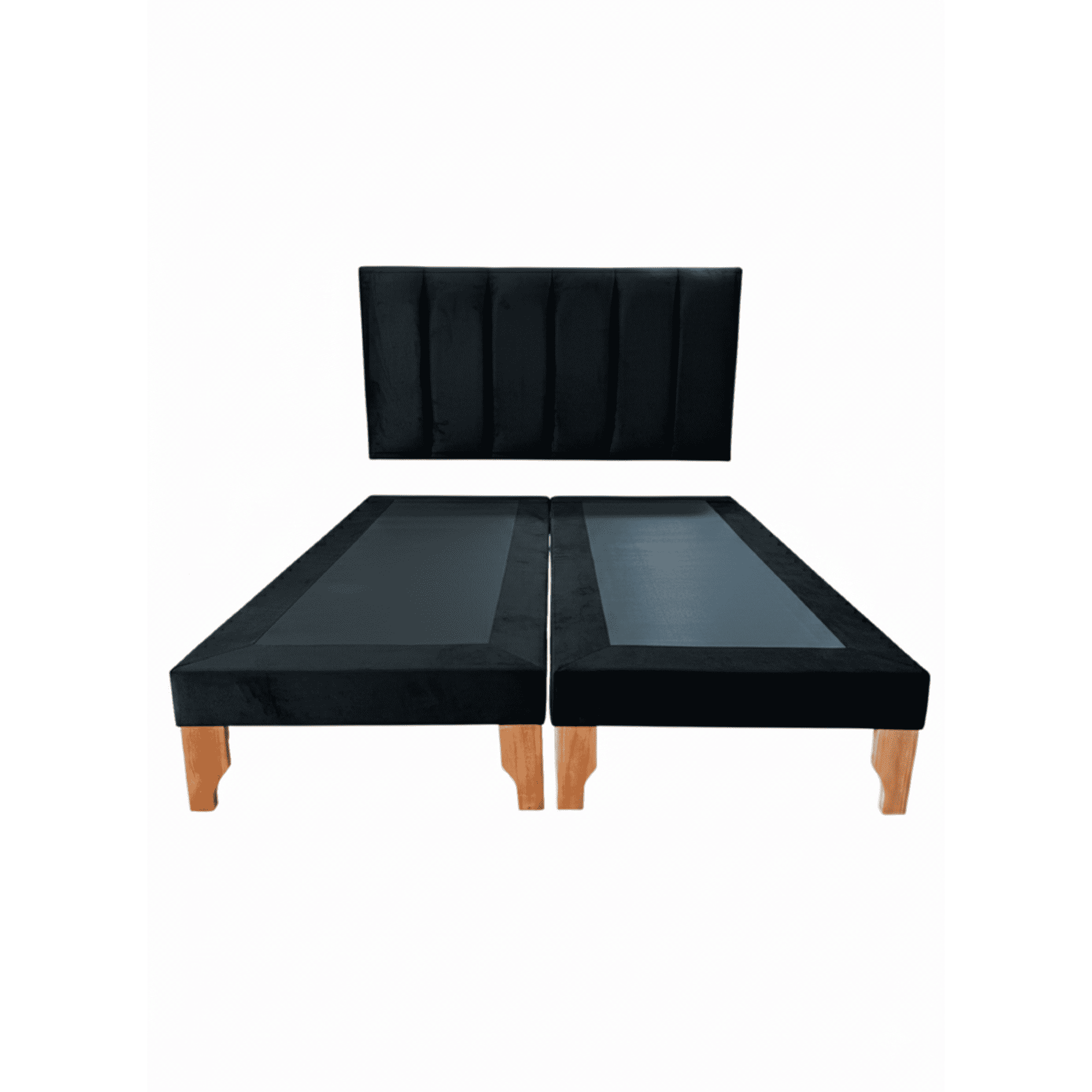 Muebles New - Cama King Lineal Negro Felpa