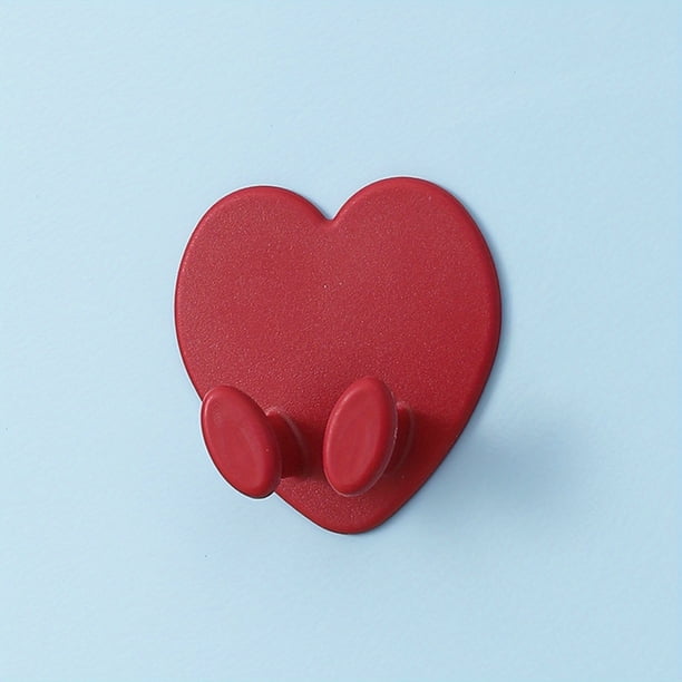 1pc Red Love Kitchen Wall-mounted Plug Hook, Bedroom Office Cable Storage, Cable Cord Storage, Headphone Cable Storage Organizing Hook, 2.36*2.36inch
