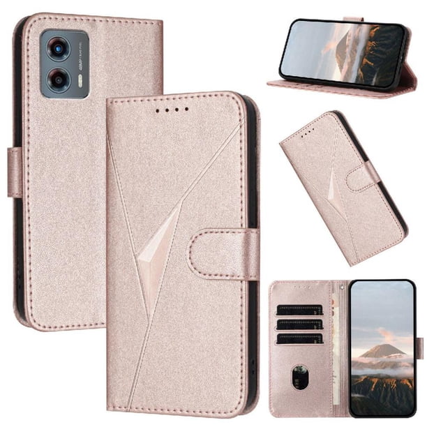 Funda Cartera Fibra de Carbono para Motorola MOTO G 5G 2023 con Soporte y Cierre Magnético Rosa