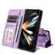 thumbnail image 5 of Funda tipo cartera FOXDOCK para Samsung Galaxy Z Fold 4 , diseño girasol en relieve, cuero PU, cierre magnético, soporte y tarjetero, 5 of 5
