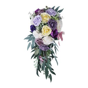Magideal - De Boda Románticos Para Novia, Ramo De Rosas Artificiales, Ramo Floral Para Aniversario De La Iglesia, Decoración Del Hogar, Accesorios Para Fot , Púrpura Violeta