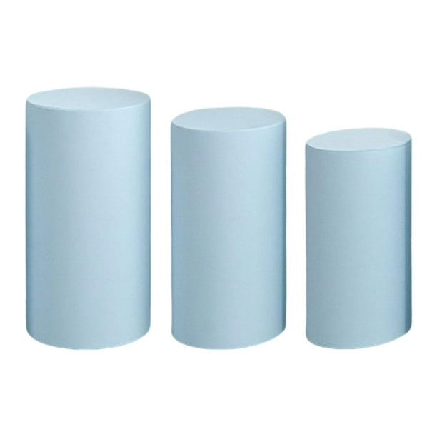 3 Piezas De Cubiertas De Soporte De Caja De Exhibición De Pedestal Cilíndrico Suaves Para Bodas Azules