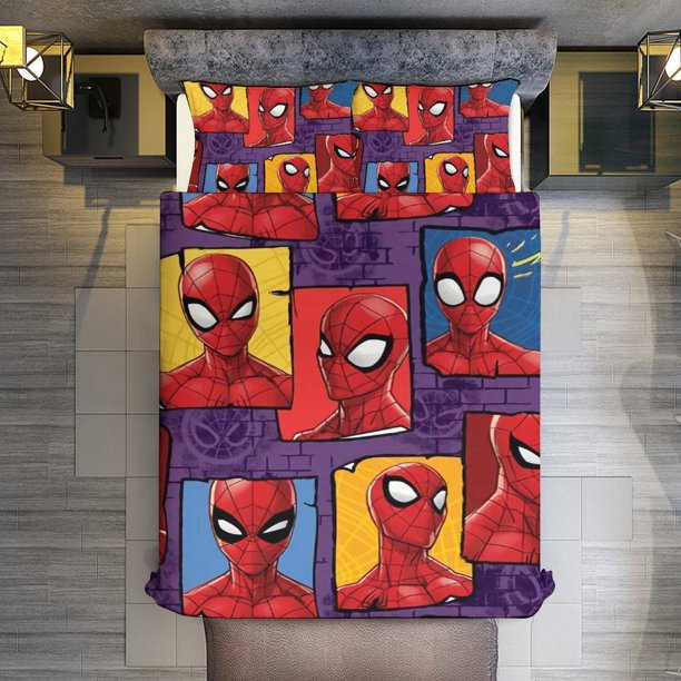 Spider-Man 3 Pieces Duvet Cover Set Full Size Super Soft Fade Resistant Microfiber