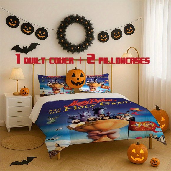 3pcs "Monty Python and the Holy Grail" Style Printed Bedding Set Soft Duvet Cover with 2 Pillowcases All Season Comfort