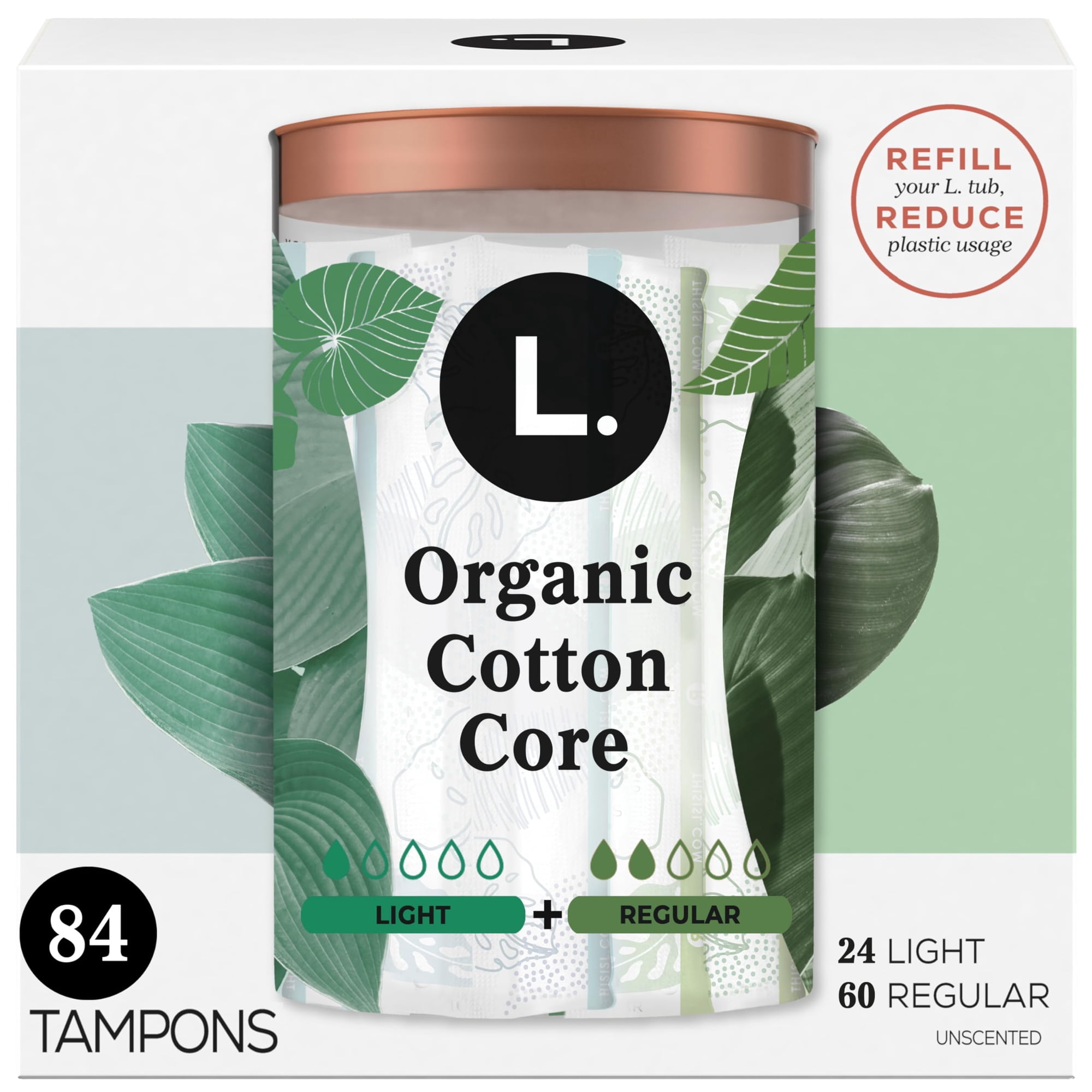 Tampons L. Organic Cotton Light + Regular, Paquete De 42 X 2 (84)