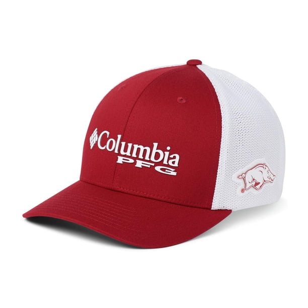 Gorra de béisbol Columbia NCAA Arkansas Razorbacks de malla PFG para hombre, producto recreativo al aire libre