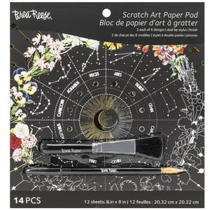 Bloc De Papel Art Scratch Brea Reese Whimsical Celestial, 8 X 8 Pulgadas