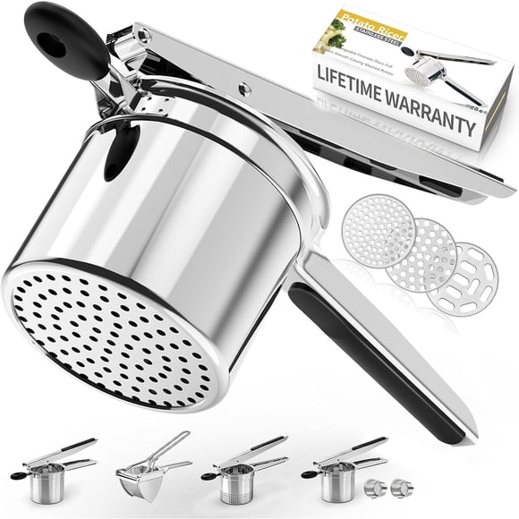 SPEENSUN Heavy Duty Potato Ricer, 3 Interchangeable Discs, Stainless Steel
