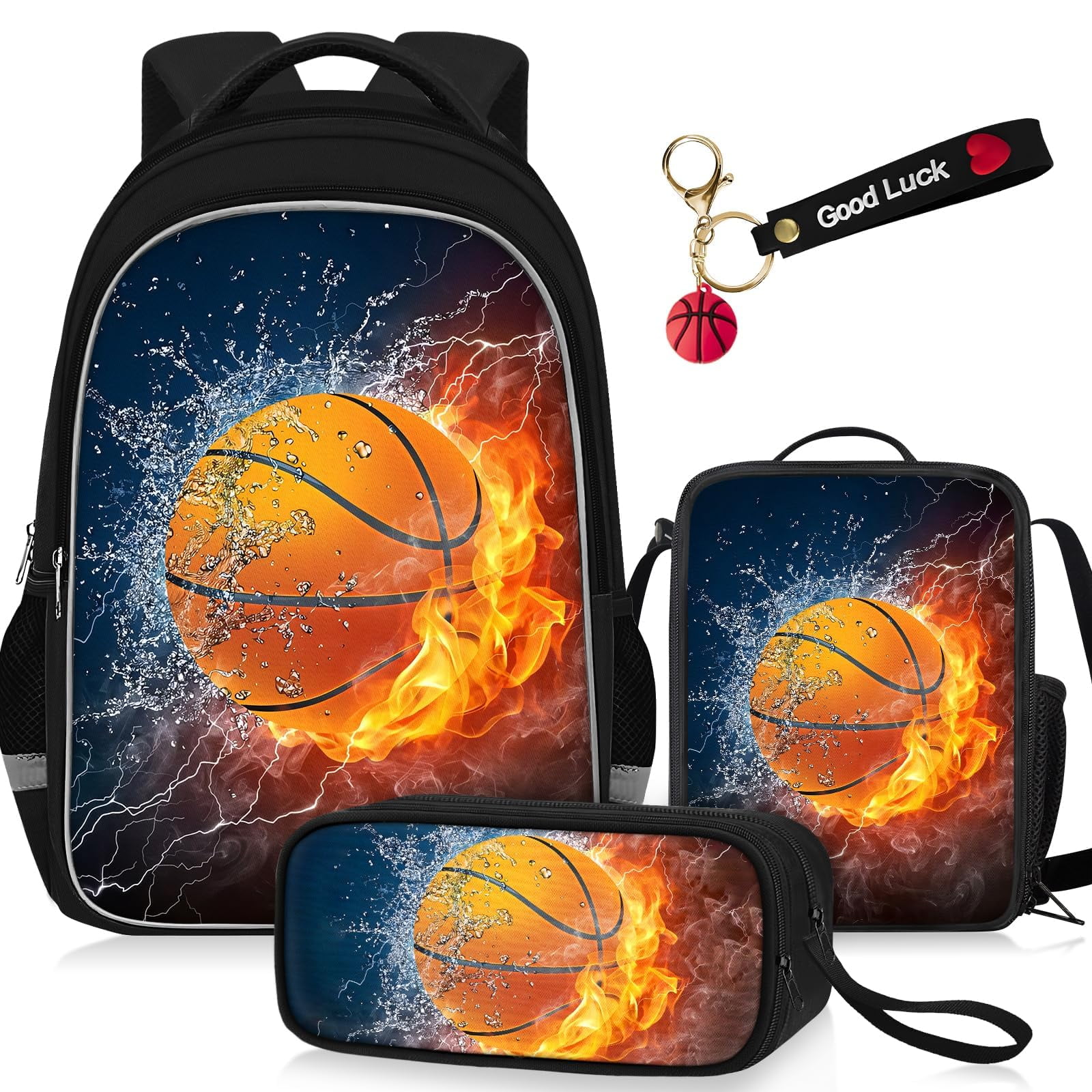 Juego De Mochilas Escolares Tilytadly De Baloncesto De 17 Pulgadas, 4 Piezas