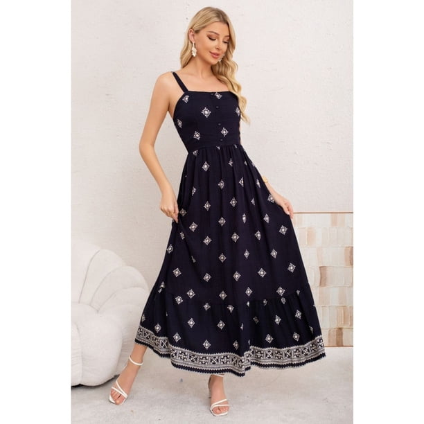 Maxi Vestido Mujer Largo Holgado Pabilos Estampado 3360