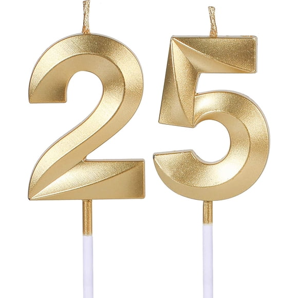 Velas Qj-solar Doradas 25 Cumpleaños – Pack de 2