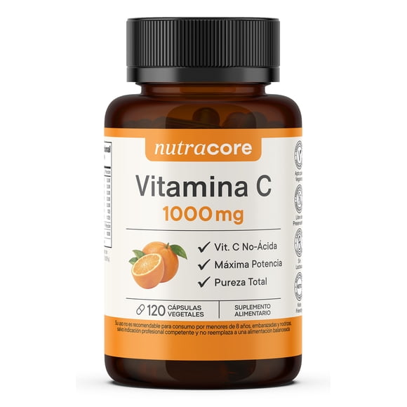 Vitamina C 1000 mg No-Ácida Pura - 120 Cápsulas Vegetales | NutraCore