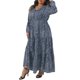 thumbnail image 4 of Agnes Orinda Vestido Maxi Largo de Lunares para Mujer Talla Grande de Escuela Colegio con Mangas de Linterna y Dobladillo con Volantes Flowy Boho 1X Azul Marino, 4 of 6