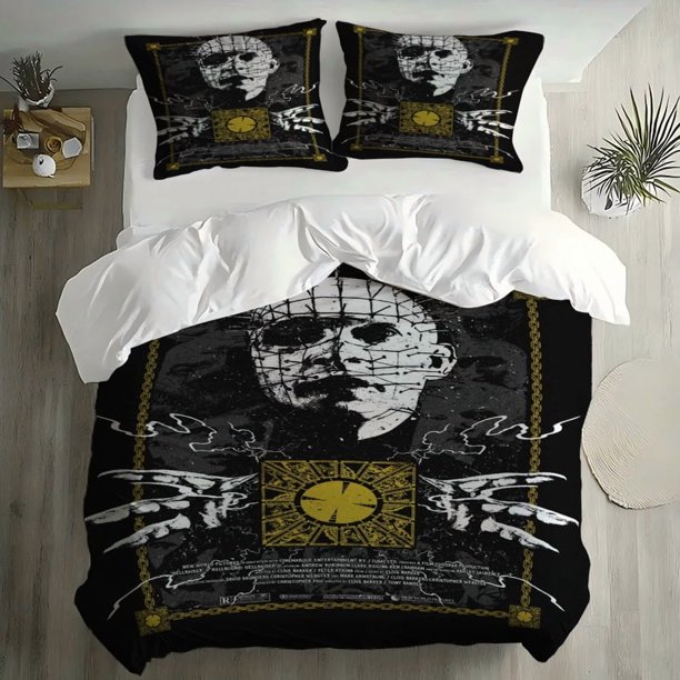 3pcs Horror-Themed Bedding Set Featuring a Hellish Villain Design Including 1 Duvet Cover And 2 Pillowcases
