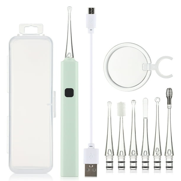 Children's Luminous Ear Spoon Baby Ear Wax Cleaner Removal Set USB Charging 6 Tips kit for Adults with Magnifier Health Care
