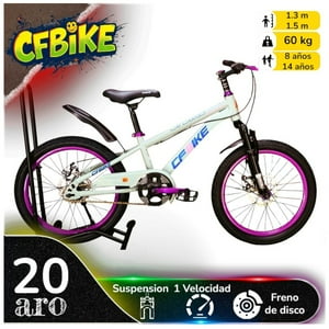 Vipnetwork - Bicicleta Aro 20 Cfbike Con Freno Disco Gris Lila (Log Azul)